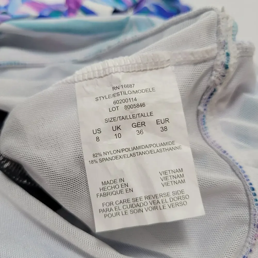 Swim Solutions Tummy-Control Faux-Tankini One-Piece Swimsuit Modest NWT Size 8 - Picture 12 of 13